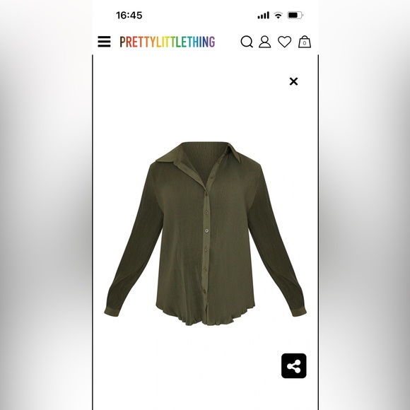 PrettyLittleThing Tops - BNWT PLT maternity olive green plissé shirt size UK 14